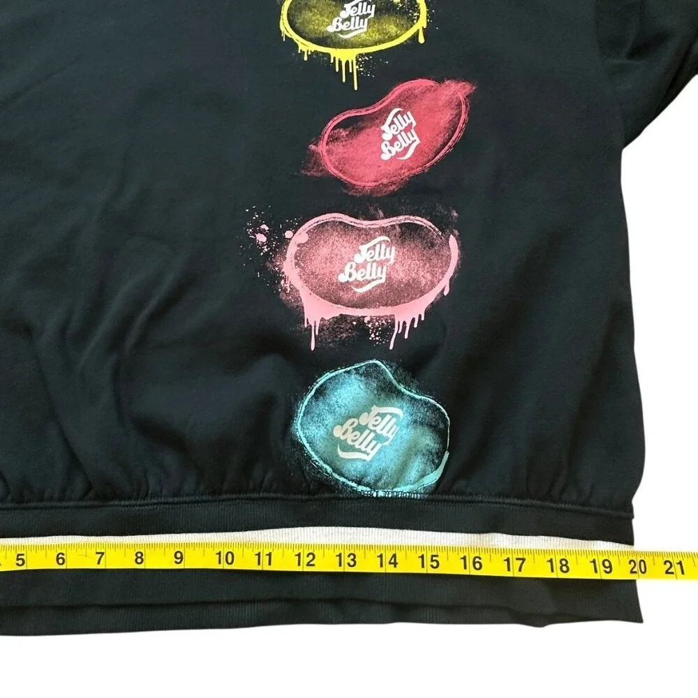 Jelly Belly Kids Black Hoodie with Candy Heart Graphic‎ Print Y2K Kidcore Retro